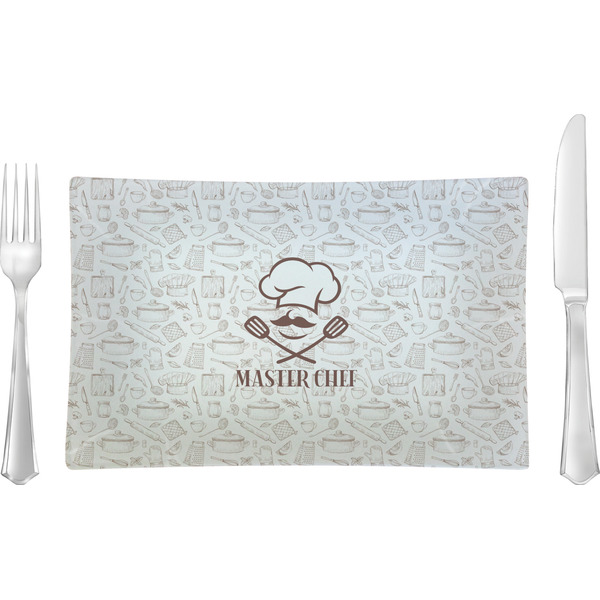 Custom Master Chef Rectangular Glass Lunch / Dinner Plate - Single or Set (Personalized)
