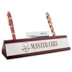 Master Chef Red Mahogany Nameplate with Business Card Holder (Personalized)