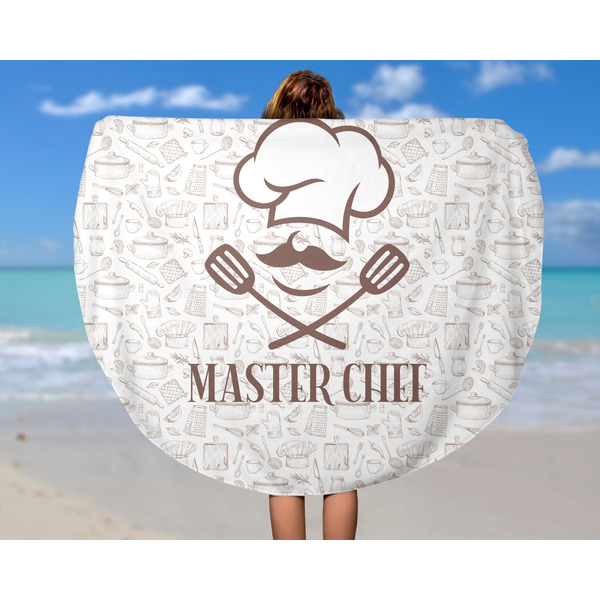 Master Chef Round Beach Towel - In Use