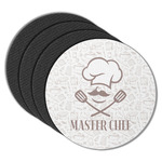 Master Chef Round Rubber Backed Coasters - Set of 4 w/ Name or Text