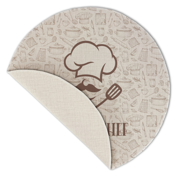 Master Chef Round Linen Placemats - Front (folded corner single sided)