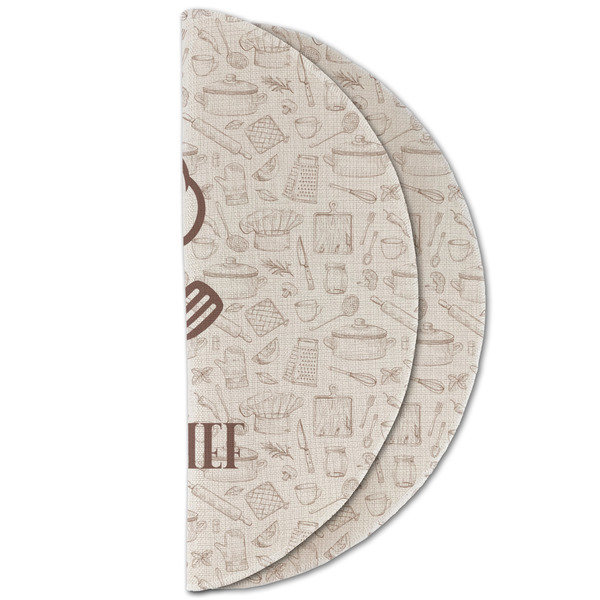 Master Chef Round Linen Placemats - HALF FOLDED (double sided)