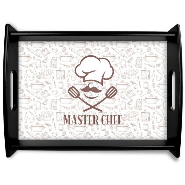 Custom Master Chef Black Wooden Tray - Large w/ Name or Text