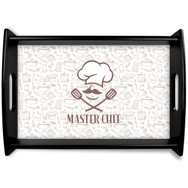 Custom Master Chef Black Wooden Tray - Small w/ Name or Text