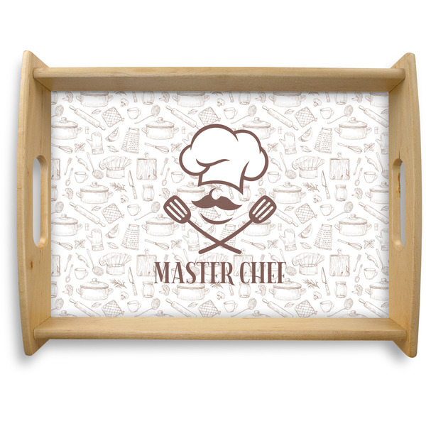Custom Master Chef Natural Wooden Tray - Large w/ Name or Text