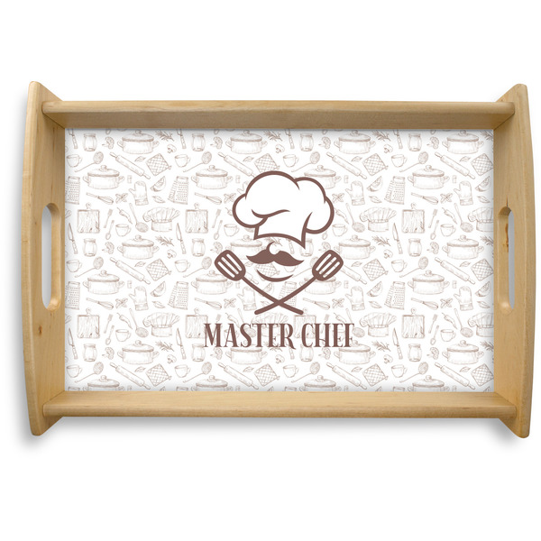 Custom Master Chef Natural Wooden Tray - Small w/ Name or Text