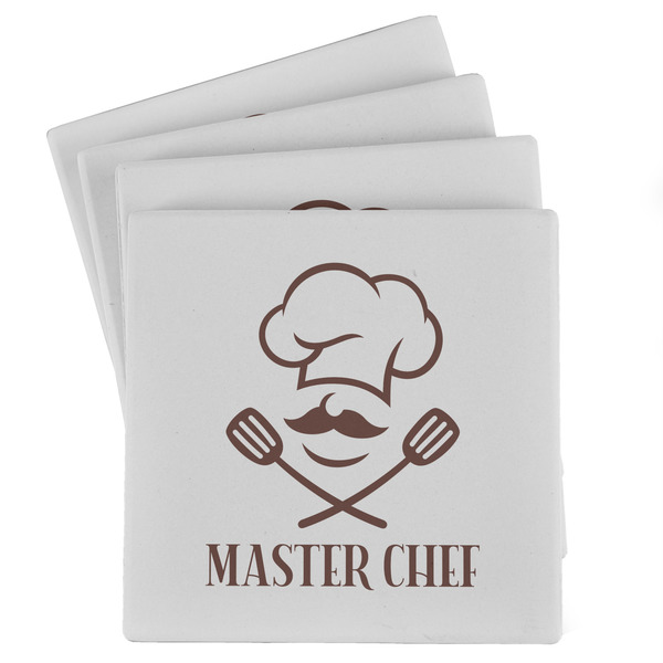 Custom Master Chef Absorbent Stone Coasters - Set of 4 (Personalized)