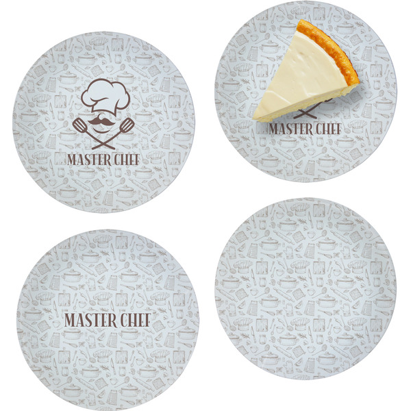 Custom Master Chef Set of 4 Glass Appetizer / Dessert Plate 8" (Personalized)