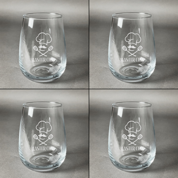 Master Chef Set of Four Personalized Stemless Wineglasses (Approval)