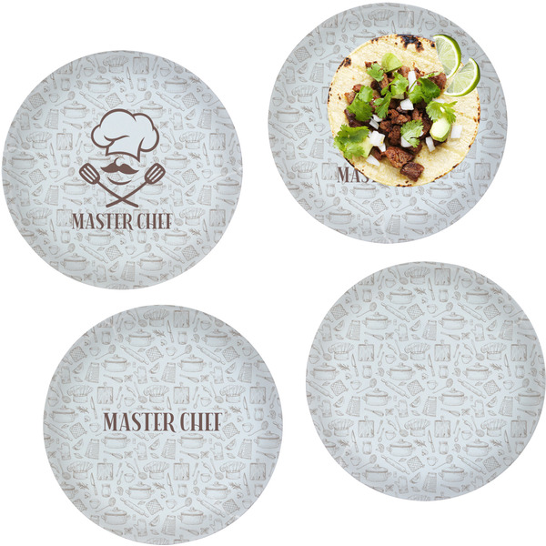 Custom Master Chef Set of 4 Glass Lunch / Dinner Plate 10" (Personalized)