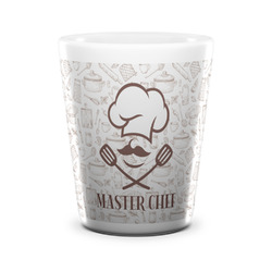 Master Chef Ceramic Shot Glass - 1.5 oz - White - Set of 4 (Personalized)