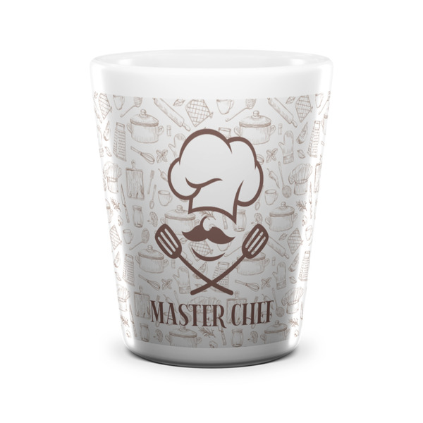Custom Master Chef Ceramic Shot Glass - 1.5 oz - White - Set of 4 (Personalized)