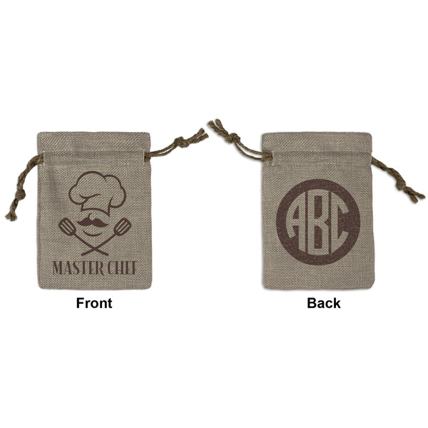 Custom Master Chef Small Burlap Gift Bag - Front & Back (Personalized)