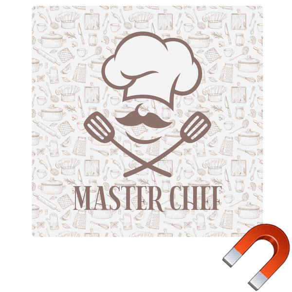 Custom Master Chef Square Car Magnet - 6" w/ Name or Text