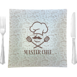 Master Chef 9.5" Glass Square Lunch / Dinner Plate- Single or Set of 4 (Personalized)