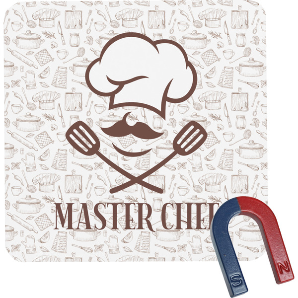 Custom Master Chef Square Fridge Magnet w/ Name or Text