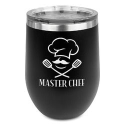 Master Chef Stemless Stainless Steel Wine Tumbler - Black - Double Sided (Personalized)
