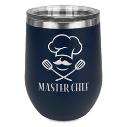 Master Chef Stemless Stainless Steel Wine Tumbler - Navy - Double Sided (Personalized)