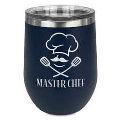 Master Chef Stemless Stainless Steel Wine Tumbler - Navy - Double Sided (Personalized)