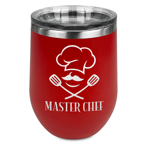 Custom Master Chef Stemless Stainless Steel Wine Tumbler - Red - Single Sided (Personalized)