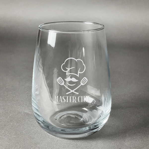 Custom Master Chef Stemless Wine Glass (Single) (Personalized)