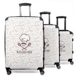 Master Chef 3 Piece Luggage Set - 20" Carry On, 24" Medium Checked, 28" Large Checked (Personalized)