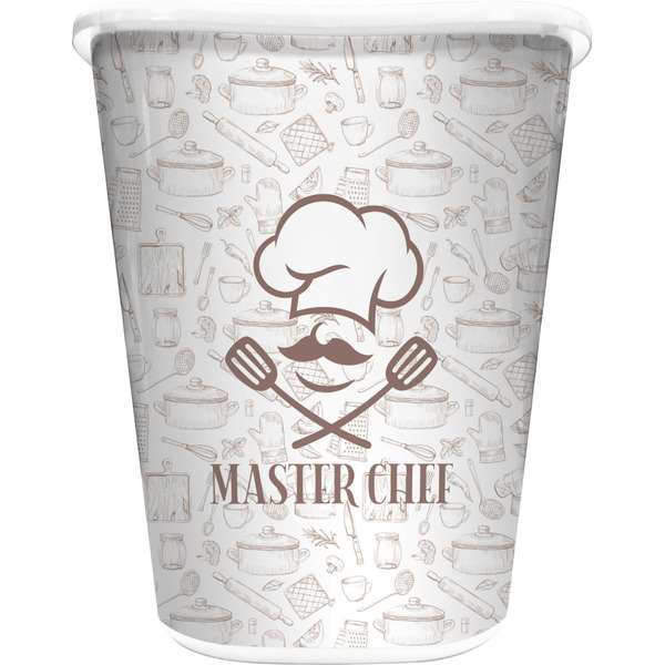 Custom Master Chef Waste Basket - Double Sided (White) w/ Name or Text