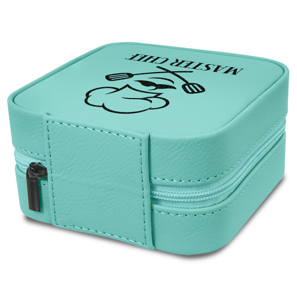 Master Chef Travel Jewelry Boxes - Leather - Teal - View from Rear