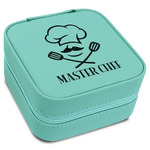 Master Chef Travel Jewelry Box - Teal Leather (Personalized)
