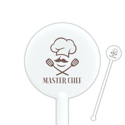 Master Chef 5.5" Round Plastic Stir Sticks - White - Single Sided (Personalized)