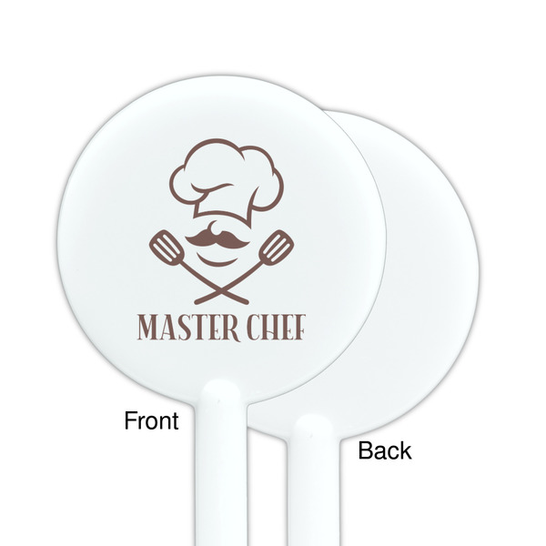 Master Chef White Plastic 5.5" Stir Stick - Single Sided - Round - Front & Back