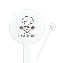 Master Chef 7" Round Plastic Stir Sticks - White - Single Sided (Personalized)