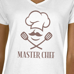 Master Chef Women's V-Neck T-Shirt - White - 2XL (Personalized)