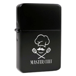 Master Chef Windproof Lighter - Black - Double Sided & Lid Engraved (Personalized)