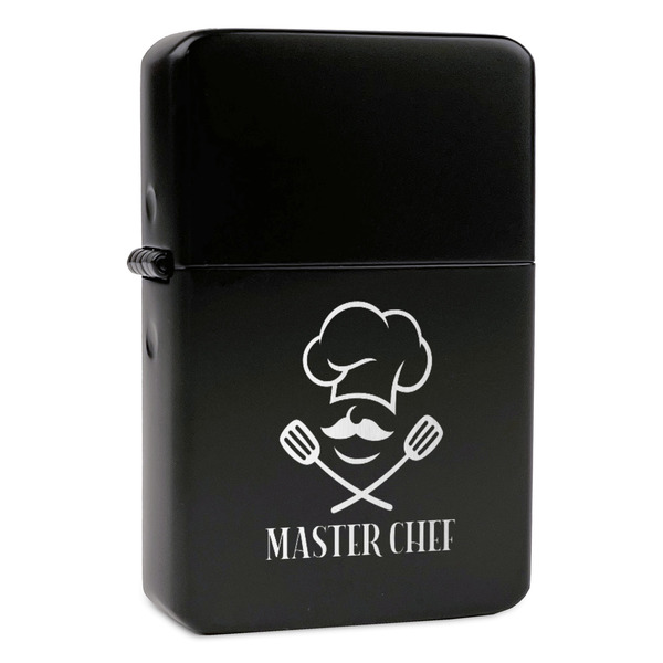 Custom Master Chef Windproof Lighter - Black - Double Sided & Lid Engraved (Personalized)