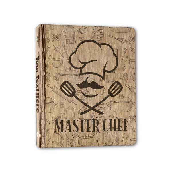 Custom Master Chef Wood 3-Ring Binder - 1" Half-Letter Size (Personalized)