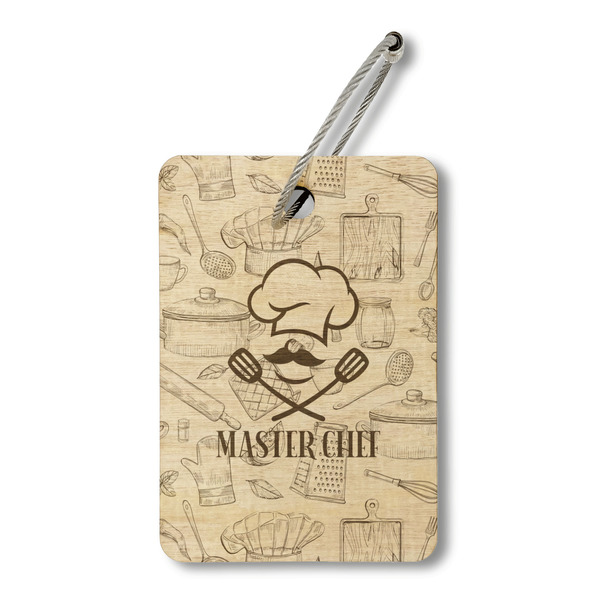 Custom Master Chef Wood Luggage Tag - Rectangle (Personalized)