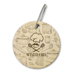 Master Chef Wood Luggage Tag - Round (Personalized)