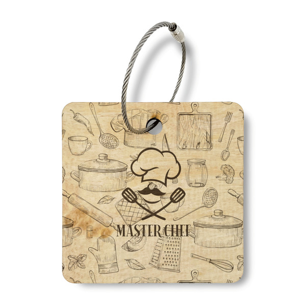Custom Master Chef Wood Luggage Tag - Square (Personalized)