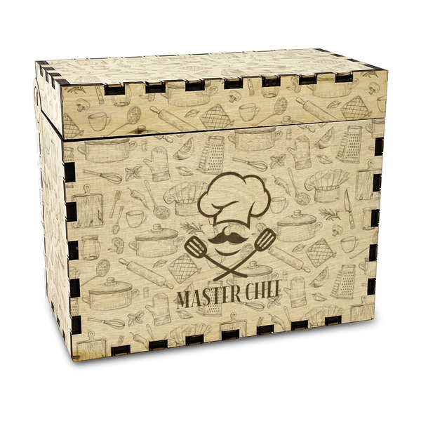 Custom Master Chef Wood Recipe Box - Laser Engraved (Personalized)