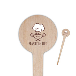 Master Chef 4" Round Wooden Food Picks - Single Sided (Personalized)