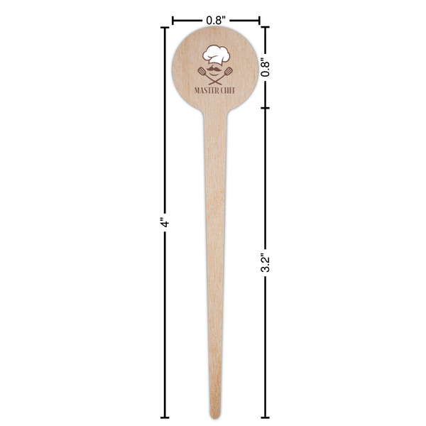 Master Chef Wooden 4" Food Pick - Round - Dimensions
