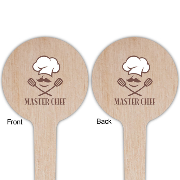 Master Chef Wooden 4" Food Pick - Round - Double Sided - Front & Back