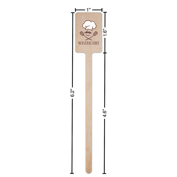 Master Chef Wooden 6.25" Stir Stick - Rectangular - Dimensions