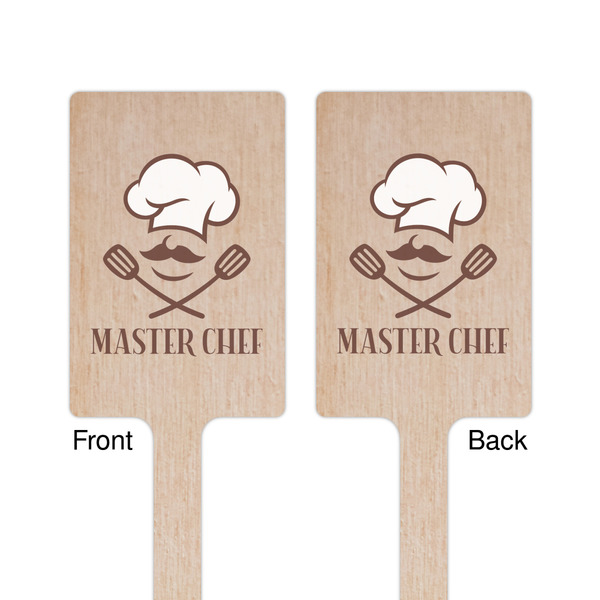 Master Chef Wooden 6.25" Stir Stick - Rectangular - Double Sided - Front & Back