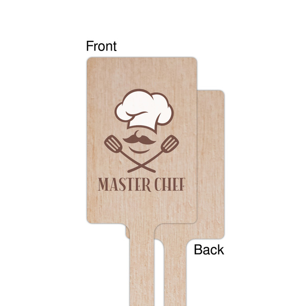 Master Chef Wooden 6.25" Stir Stick - Rectangular - Single - Front & Back