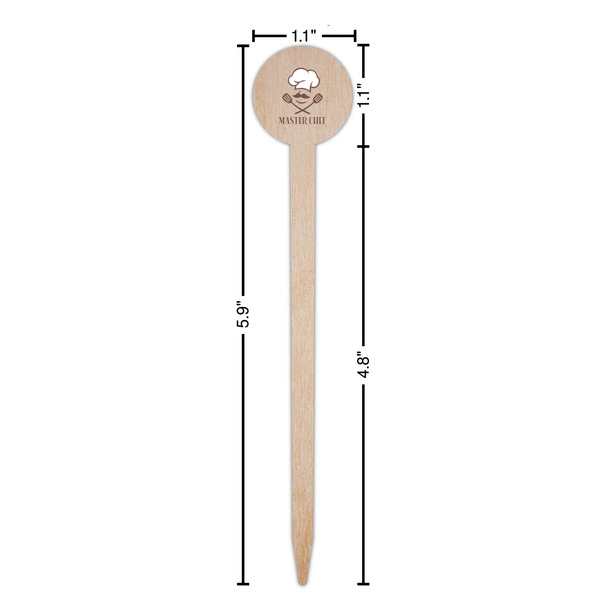 Master Chef Wooden 6" Food Pick - Round - Dimensions