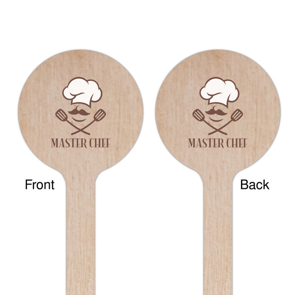 Master Chef Wooden 7.5" Stir Stick - Round - Double Sided - Front & Back
