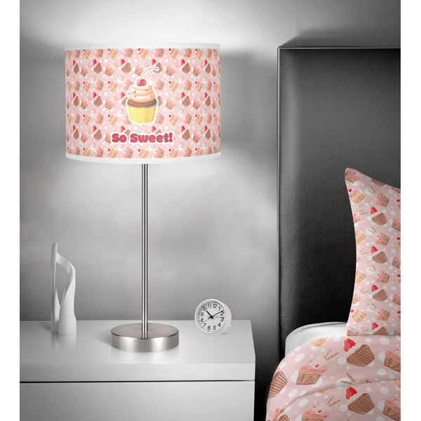 Sweet Cupcakes 13 inch drum lamp shade - in room