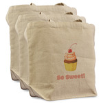 Sweet Cupcakes Reusable Cotton Grocery Bags - Set of 3 (Personalized)